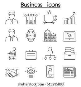 Business icon set in thin lines style