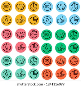 Business icon set in trendy flat style color background. vector symbol for your web site design, logo, app, UI. Vector illustration, EPS10.black border.