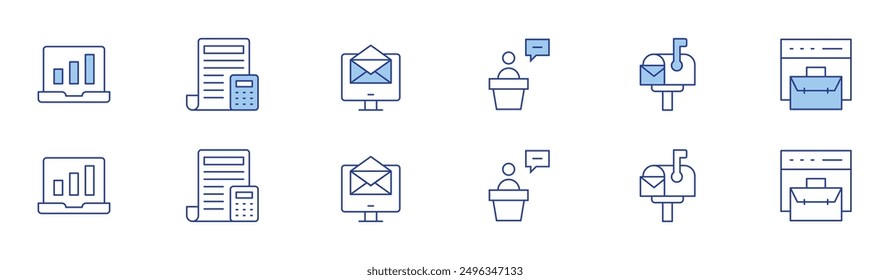 Business icon set in two styles, Duotone and Thin Line style. Editable stroke. accounting, credit card, money, business, bar chart, card payment.