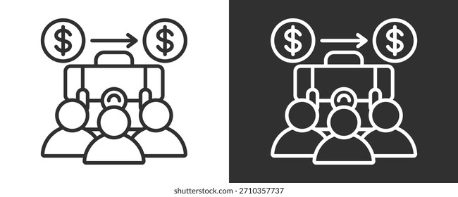 Colección De Vector Del Conjunto Del Icono Del Negocio Aislada En Blanco Y Negro