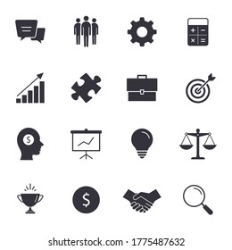Business icon set, Vector flat symbols isolated on white.