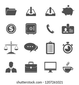 Business Icon set vector Icon Illustration silhouette.