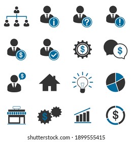 business icon set, business vector illustration