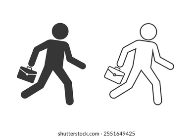 Business icon set vector illustration of a businessman running with briefcase, business, energetic, dynamic concept