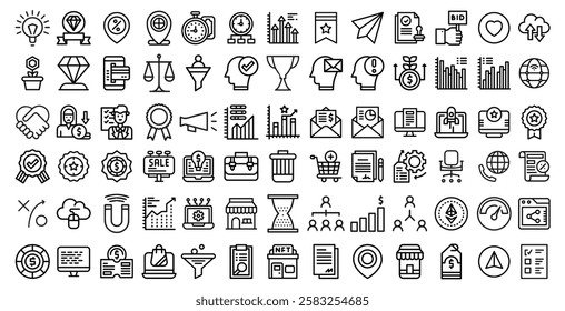 Business icon set - vector illustration . office, organization, management, development, audit, marketing, thin line icons .