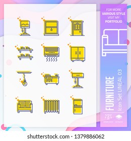 Business icon set vector with line on simple concept. Furniture icon for website element, app, UI, infographic, print template and presentation.