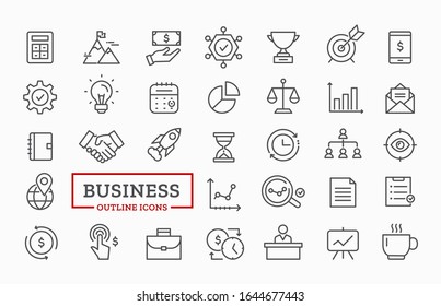 Business icon set. Vector outline symbols design for website