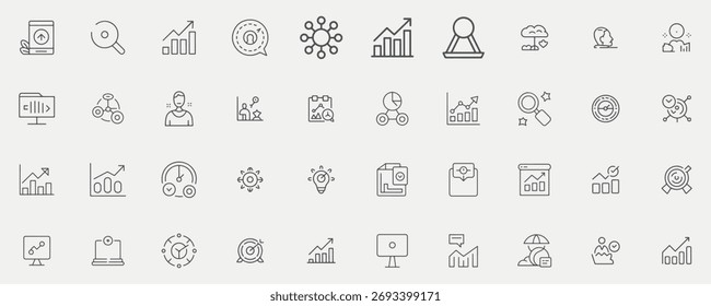 negocio, icono, conjunto, Vector, esquema, línea, colección, ilustración, símbolo, diseño, Web, Sitio web, móvil, golpe, pictograma, negro, interfaz, delgado, tecnología, UI, rojo, comunicación, equipo
