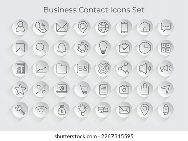 business icon set, web icon set, contact icon set for mobile apps and website