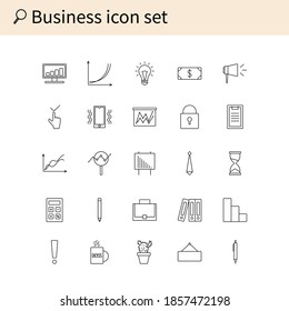 Juego de iconos de negocio para el diseño web. Diseño plano de señalización de la ilustración del vector. Concepto de negocio y finanzas. 