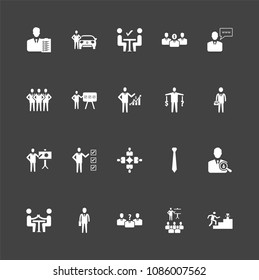Business Icon Set White