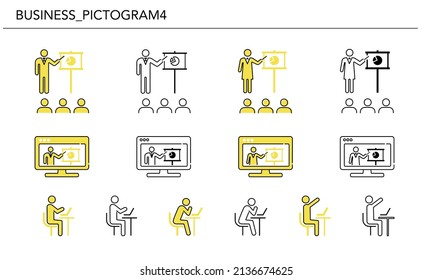Business icon set4,yellow and black color,vector illustration