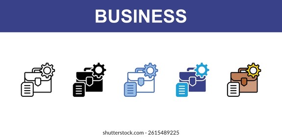  Business icon sets with five styles
