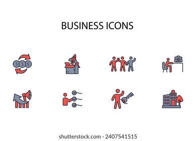 Business icon set.vector.editable stroke.linear style sign for use web design,logo.Symbol illustration.