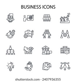 Juego de iconos de negocio.vector.Curso editable.Signo de estilo lineal para usar diseño web,logotipo.Ilustración de símbolo.