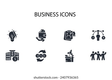Business icon set.vector.Editable stroke.linear style sign for use web design,logo.Symbol illustration.