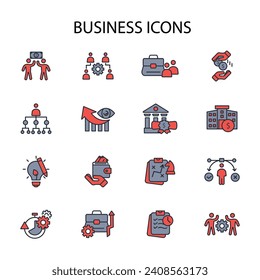 Business icon set.vector.editable stroke.linear style sign for use web design,logo.Symbol illustration.
