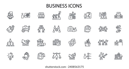Business icon set.vector.editable stroke.linear style sign for use web design,logo.Symbol illustration.