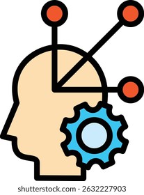 Business icon showing interconnected ideas in a thought process, suitable for presentations, infographics, websites, and marketing materials.