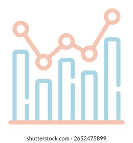 Ícone de negócios com um simples gráfico de barras e seta.