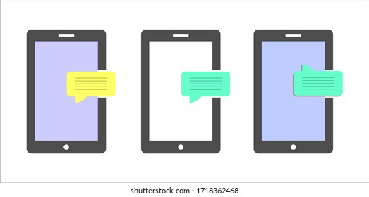 Icono comercial, smartphone con mensaje