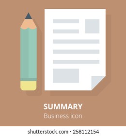 Business Icon. Summary. Flat Vector Illustration.