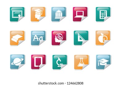 Business Icon Symbol Glossy Sticker Set Vector