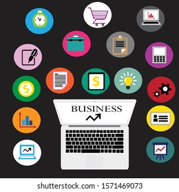 business icon symbol with various models