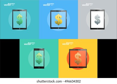 Business icon, tablet PC computer illustration, graphic design stylish concept 