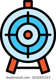 Business icon of a target with a red bullseye symbolizing focus and success. Suitable for presentations, marketing materials, and business websites.