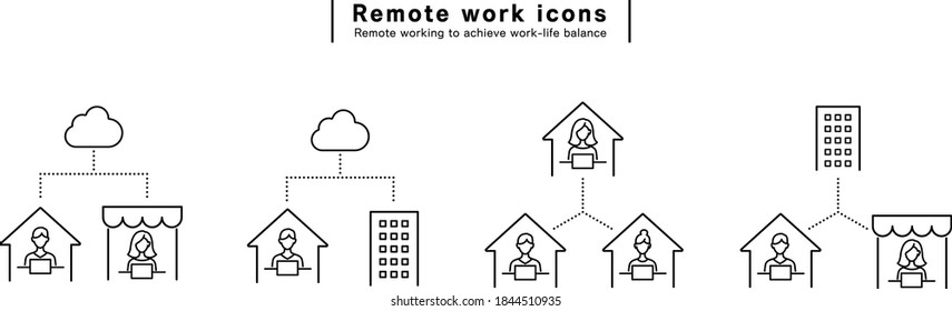 Business icon of Telework at home and Cloud network