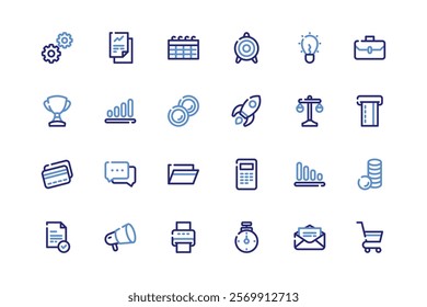 Business Icon Theme with Colored Outline. 