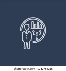 Business icon. Trendy flat vector line Business icon on dark blue background from Business and analytics collection. 