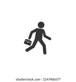 Business icon vector illustration of a businessman running with briefcase, business, energetic, dynamic concept