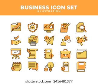 Conjunto de ilustraciones de vectores de icono de negocio