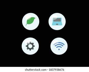 Business Icon Vector illustration. wifi symbol. setting, laptop,  leaves sign, emblem isolated on white background, Flat style for graphic and web design, logo. EPS10