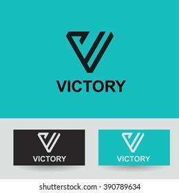 Business Icon - Vector Logo Concept Victory Template. Abstract Emblem For Letter V, VV, VVV,