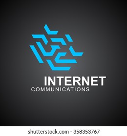 Business Icon - Vector logo cooperation concept design template. Abstract emblem for communications company, Internet communications, corporate management