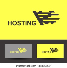 Business Icon - Vector logo design template. Abstract emblem for communication technology, internet hosting service
