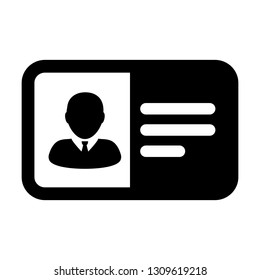 Business icon vector male user person profile avatar symbol with identity card in flat color glyph pictogram illustration