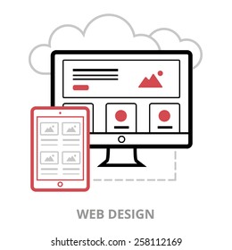 Business icon. Web design. Flat vector illustration. Outlined IT icon for web site.