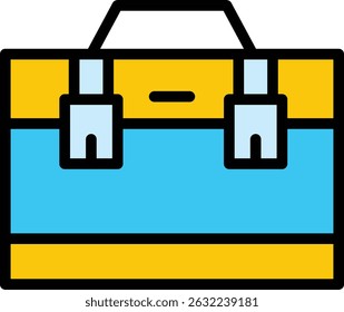 Business icon with yellow and blue briefcase, suitable for logos, business presentations, websites, and marketing materials needing professional imagery.