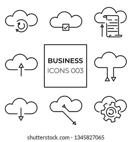 business icons in 8 figures showing data cloud