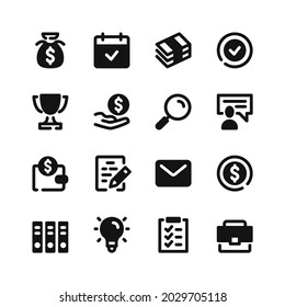 Business icons. Black symbols. Vector icons set