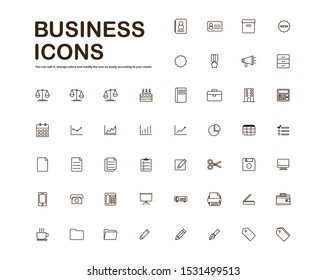 Business Icons (Brown) - White Background