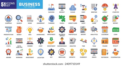 Business icons bundle. Flat icon style. Vector illustration.