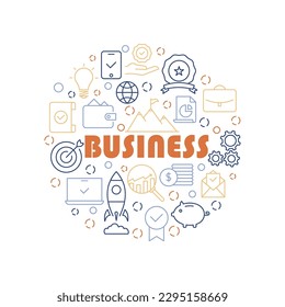 Diseño del vector de fondo de forma de círculo de iconos empresariales.
