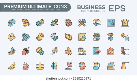 Business icons collection. Line Duotone style, editable stroke. bill, bar chart, open book, care, card payment, expansion, exchange, dollar, unsecured loan, wristwatch, website.