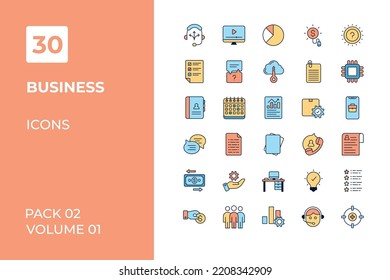 Colección de iconos empresariales. Establecer la línea vectorial con elementos para conceptos móviles y aplicaciones web. Colección de iconos modernos.