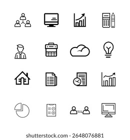 Business Icons: A collection of simple yet impactful business icons. From teamwork to financial growth, cloud computing, and more. perfect for conveying essential business concepts with clarity.